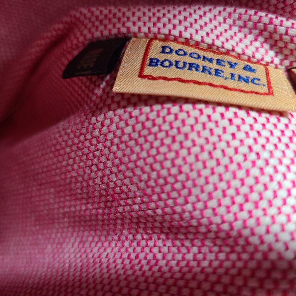 Dooney & Bourke Logo Shoulder Handbag BLACK Canvas Tan Leather Large Tote - Picture 14 of 16